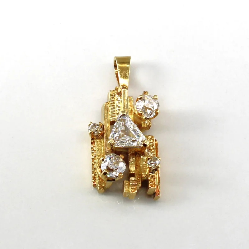 Multi Diamond Textured Gold Pendant | 1.15ctw |