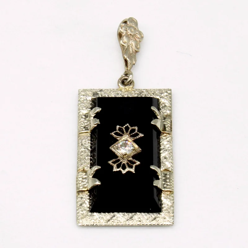 Ornate Diamond and Onyx 10k Pendant | 0.05ct, 2.5cwt |