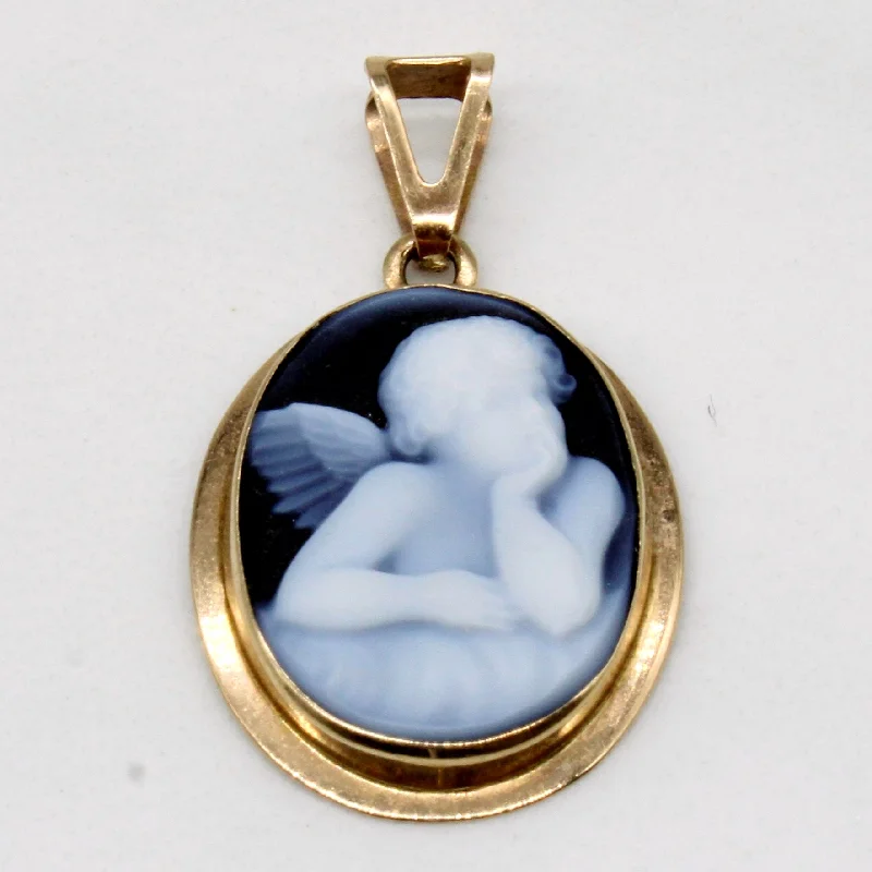 Porcelain & Black Onyx Cameo Pendant | 3.50ct |