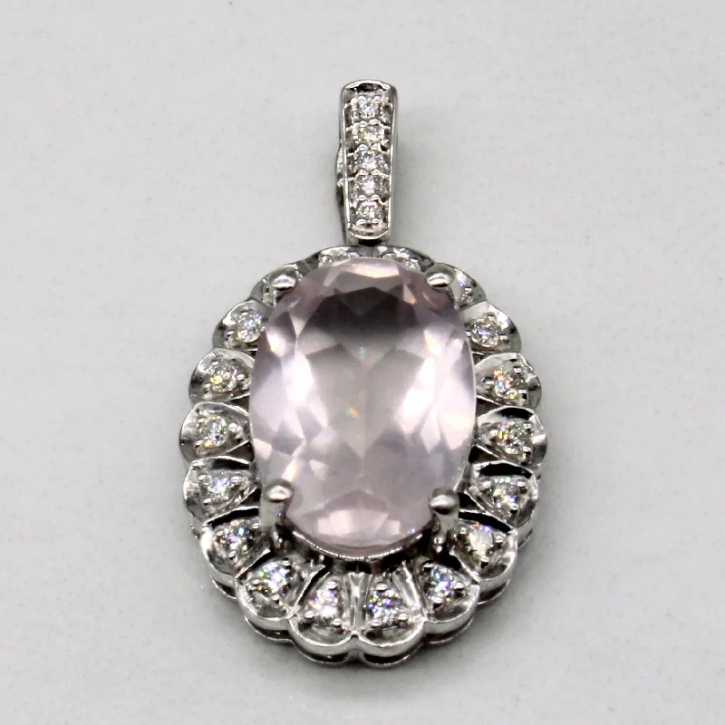 Rose Quartz & Diamond Pendant | 2.40ct, 0.19ctw |