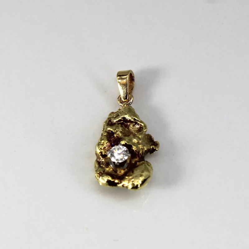 Solitaire Diamond Nugget 14k Pendant | 0.12ct |