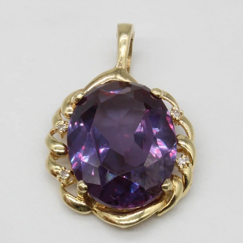 Synthetic Colour Change Sapphire & Diamond Pendant | 18.00ct, 0.04ctw |