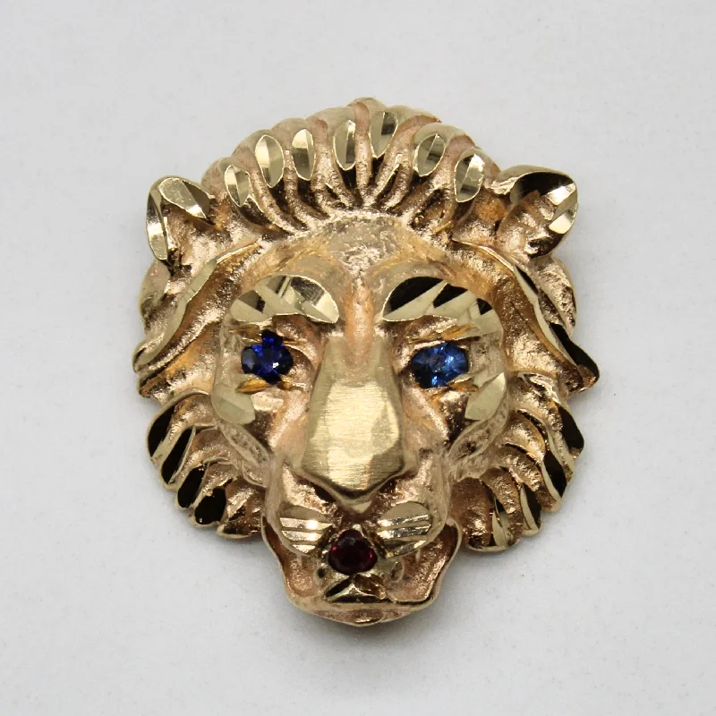 Synthetic Stone Lion Head Pendant | 0.06ctw, 0.03ct |