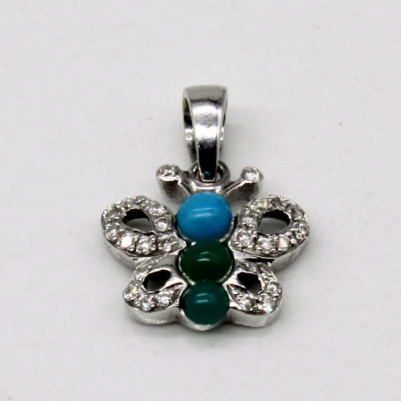 Turquoise & Diamond Butterfly Pendant | 0.21ctw, 0.07ctw |