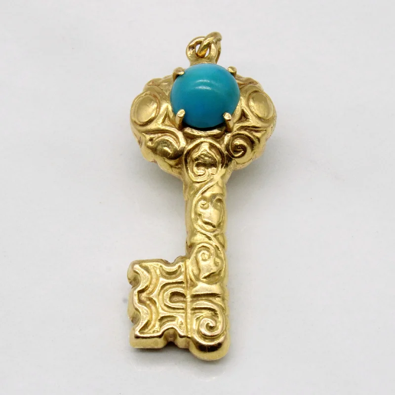 18k Yellow Gold Turquoise Key Charm | 3.15ctw |