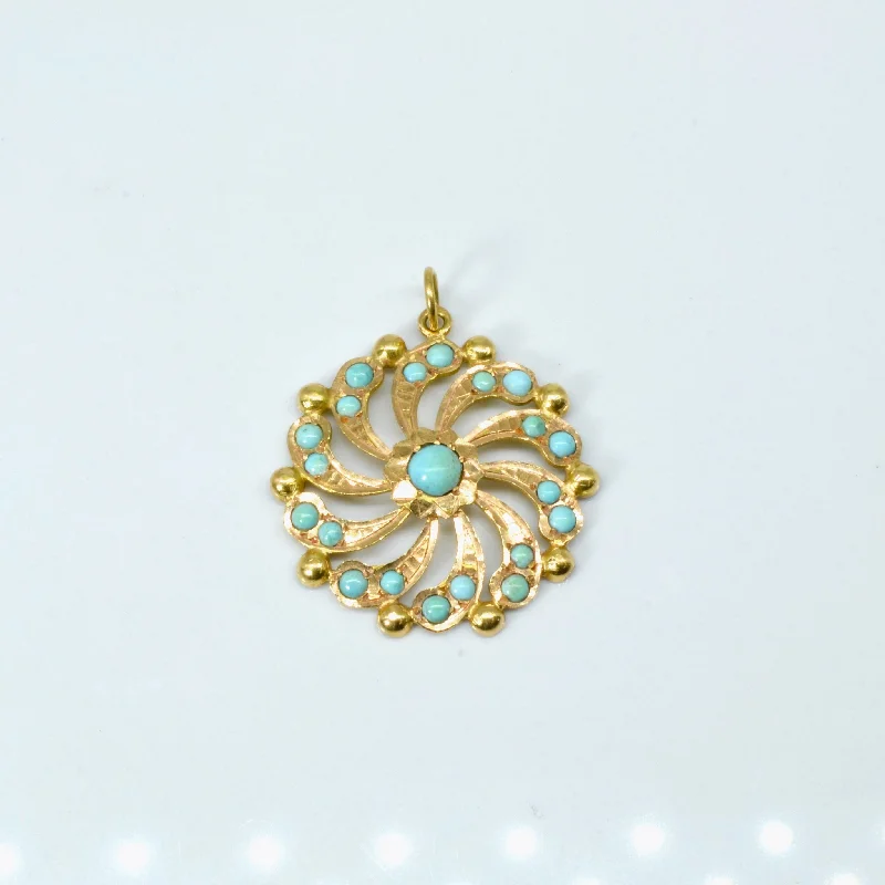 Turquoise Spiral Gold Pendant | 2.00ctw |