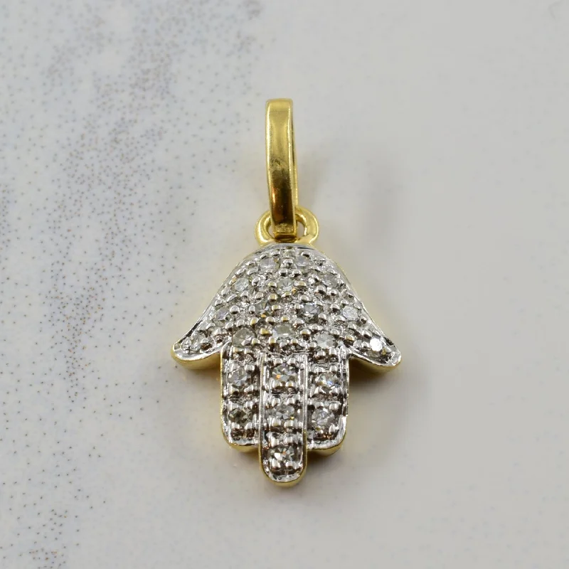 Two Tone Diamond Hamsa Pendant | 0.09ctw |