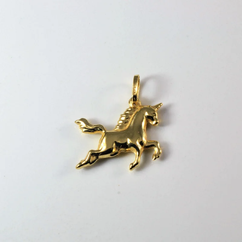 Yellow Gold Unicorn Pendant |